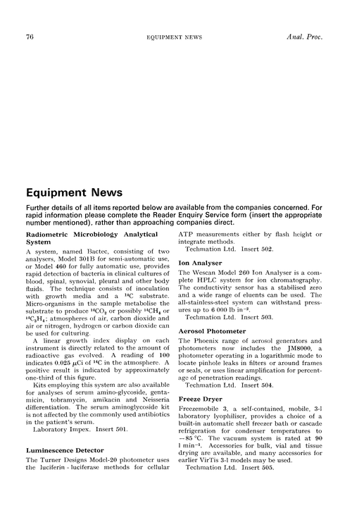 Equipment news