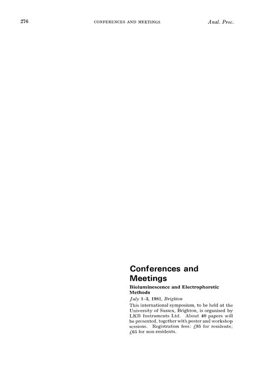 Conferences and meetings