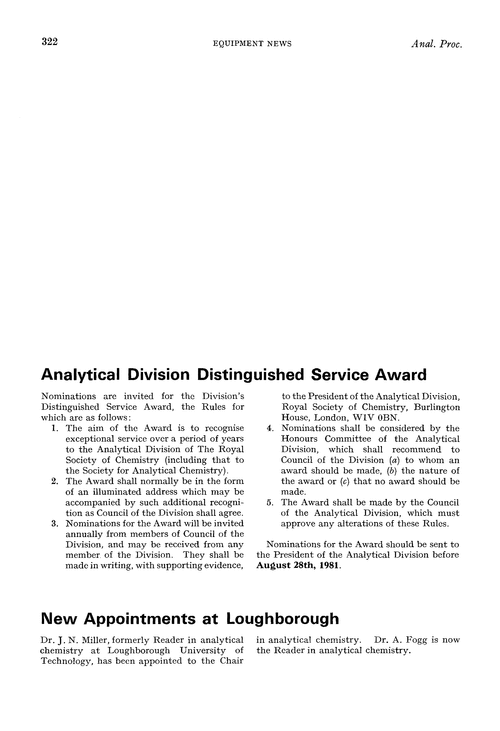Analytical Division Distinguished Service Award