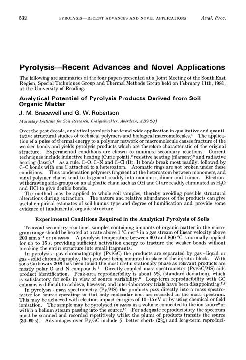 Pyrolysis—Recent advances and novel applications