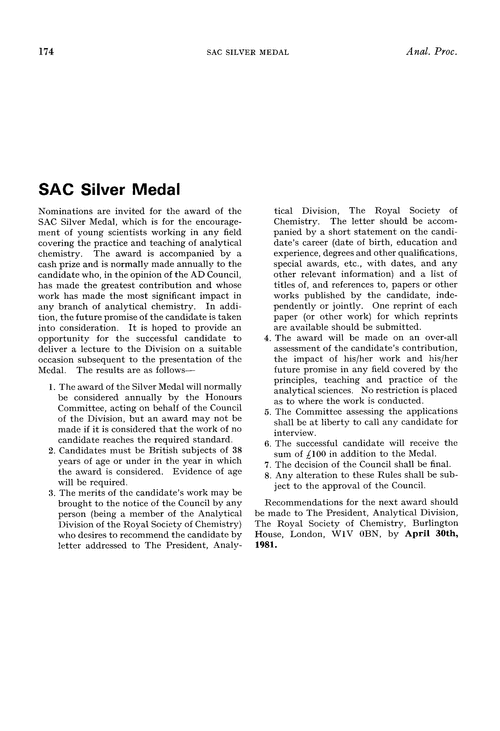 SAC Silver Medal