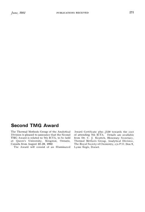 Second TMG Award