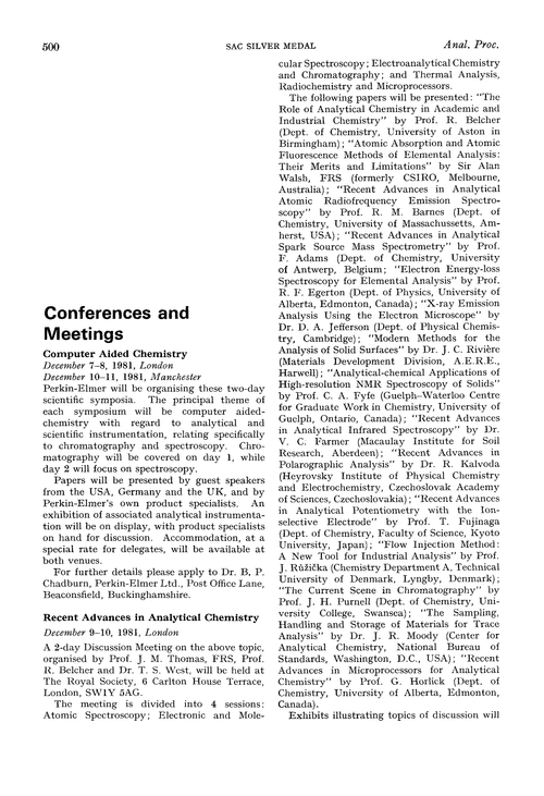 Conferences and meetings