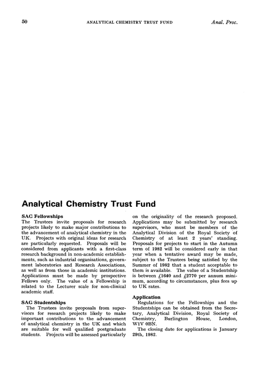 Analytical Chemistry Trust Fund