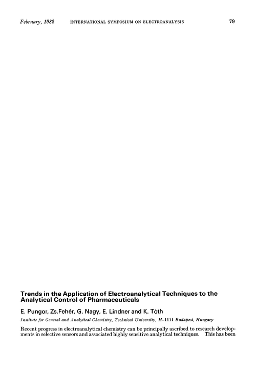 Trends in the application of electroanalytical techniques to the analytical control of pharmaceuticals