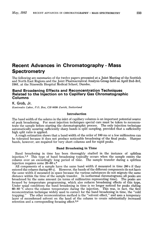 Recent advances in chromatography-mass spectrometry