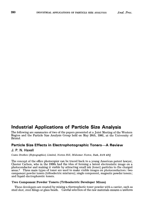 Industrial applications of particle size analysis
