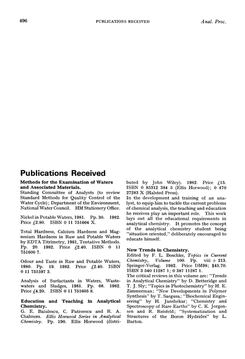Publications received