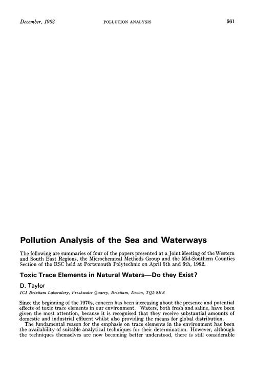 Pollution analysis of the sea and waterways