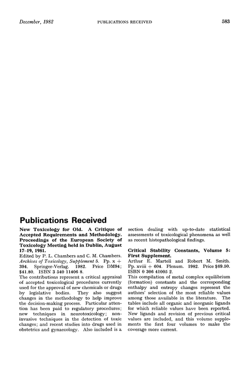 Publications received