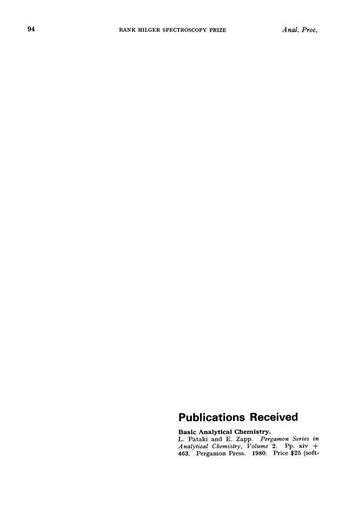 Publications received