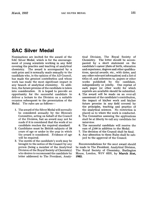 SAC Silver Medal