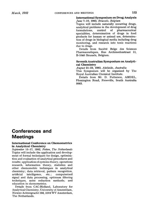 Conferences and meetings