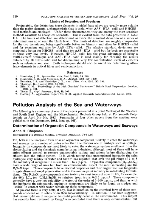 Pollution analysis of the sea and waterways. Determination of organotin compounds in waterways and seaways