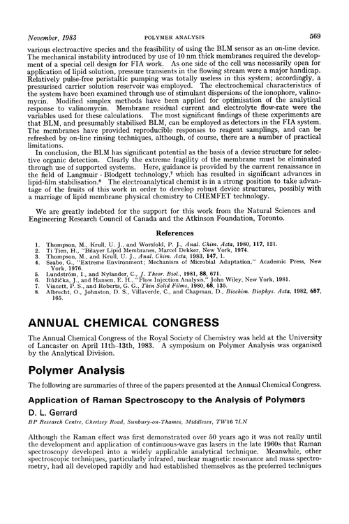 Annual Chemical Congress: polymer analysis