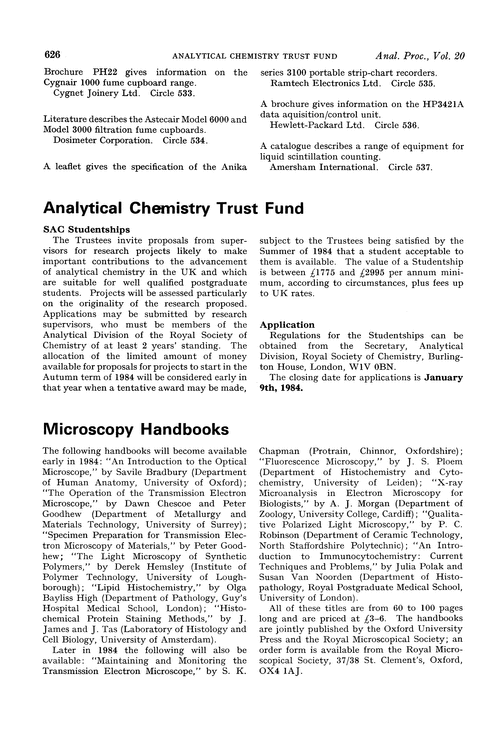 Analytical chemistry trust fund