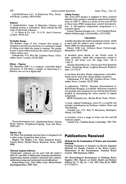 Publications received
