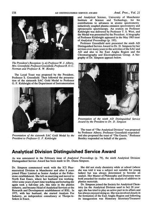 Analytical Division Distinguished Service Award