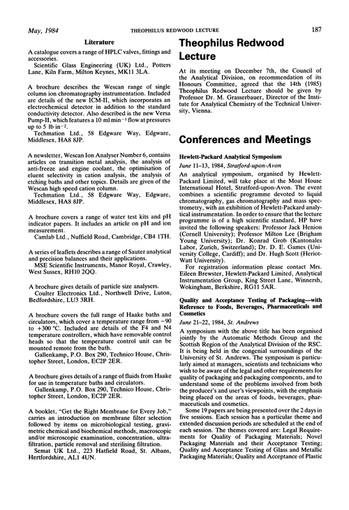 Conferences and meetings