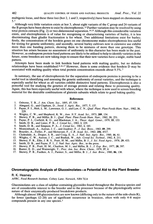 Chromatographic analysis of glucosinolates—a potential aid to the plant breeder