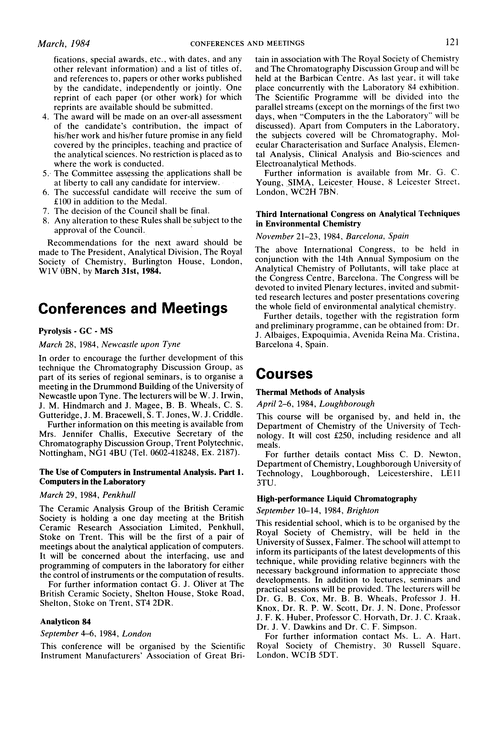 Conferences and meetings