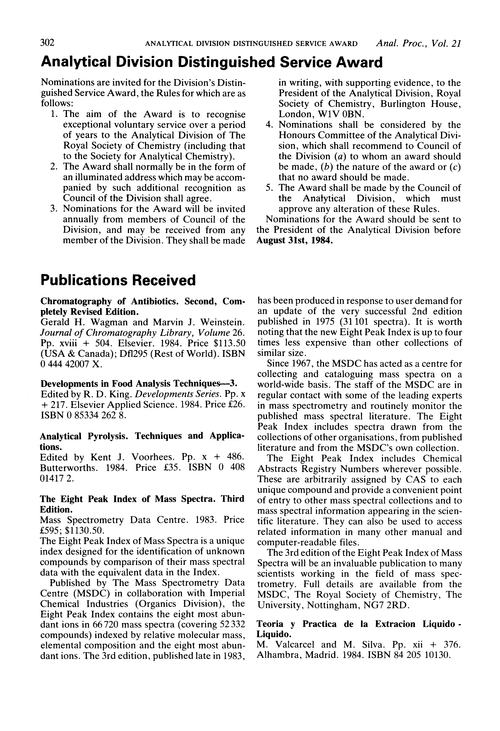 Publications received