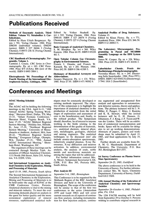 Conferences and meetings