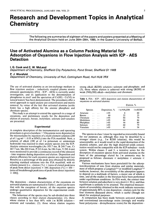 Research and development topics in Analytical Chemistry