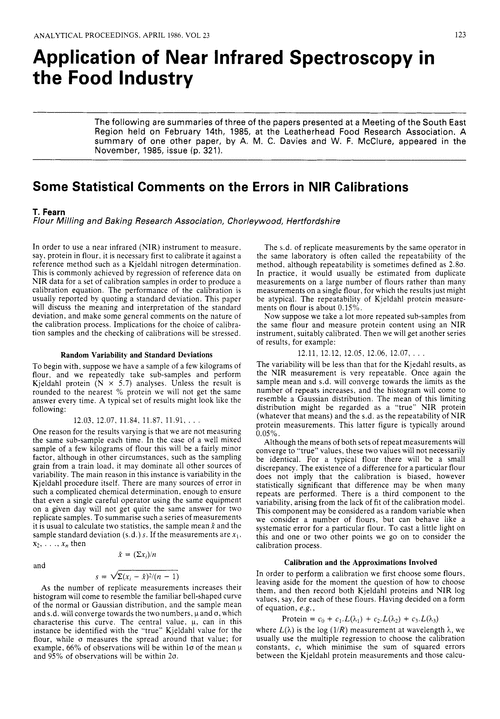 Application of near infrared spectroscopy in the food industry