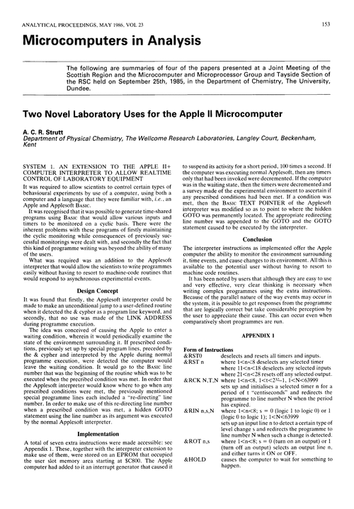 Microcomputers in analysis