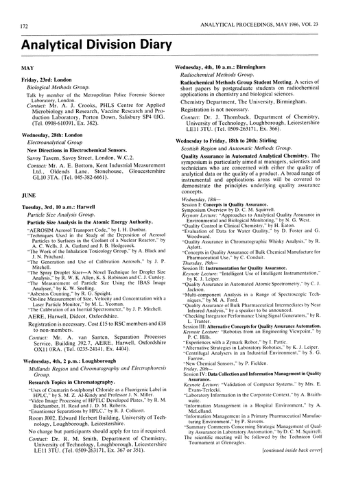 Analytical Division Diary