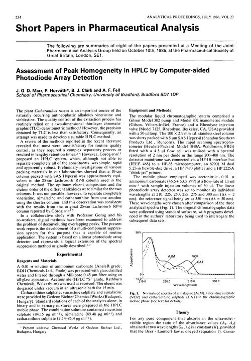 Short papers in Pharmaceutical Analysis