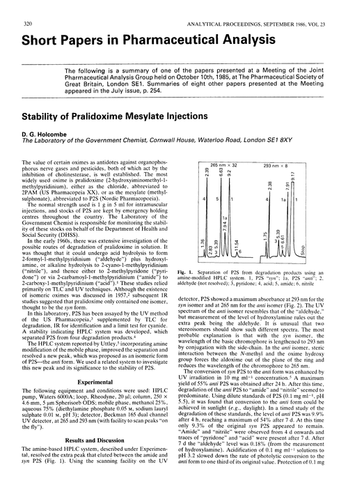 Short papers in pharmaceutical analysis. Stability of pralidoxime mesylate injections