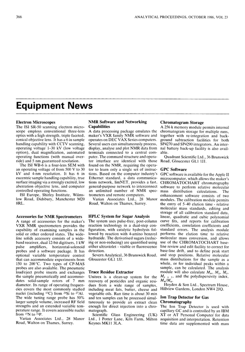 Equipment news
