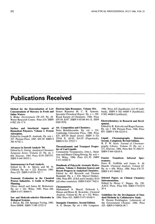 Publications received