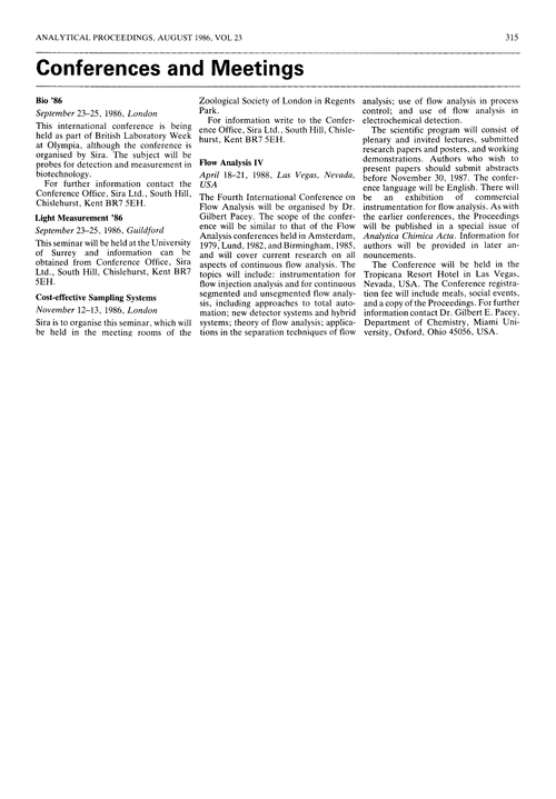 Conferences and meetings