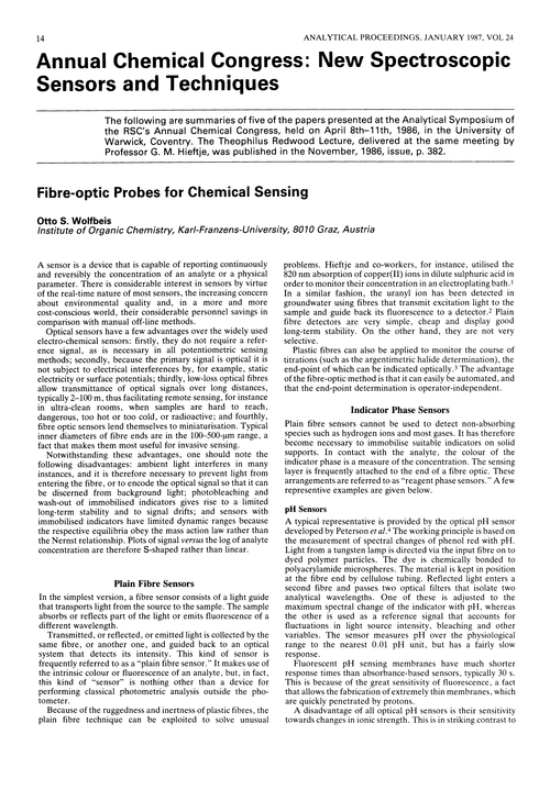 Annual Chemical Congress: new spectroscopic sensors and techniques