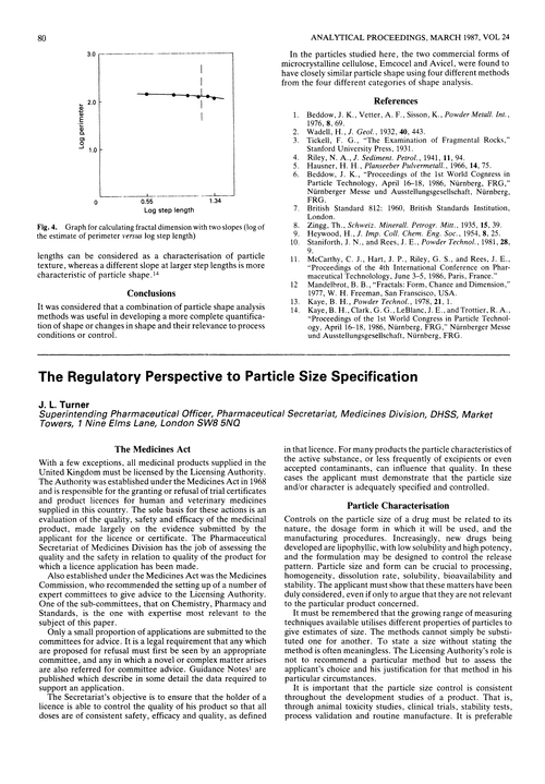 The regulatory perspective to particle size specification