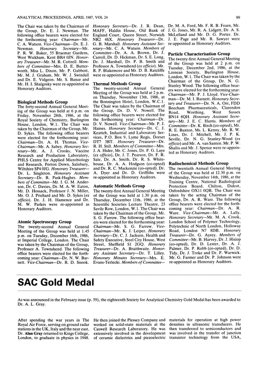 SAC Gold Medal