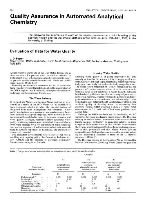 Quality assurance in automated Analytical Chemistry