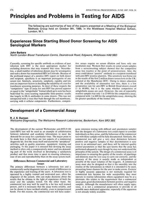 Principles and problems in testing for AIDS