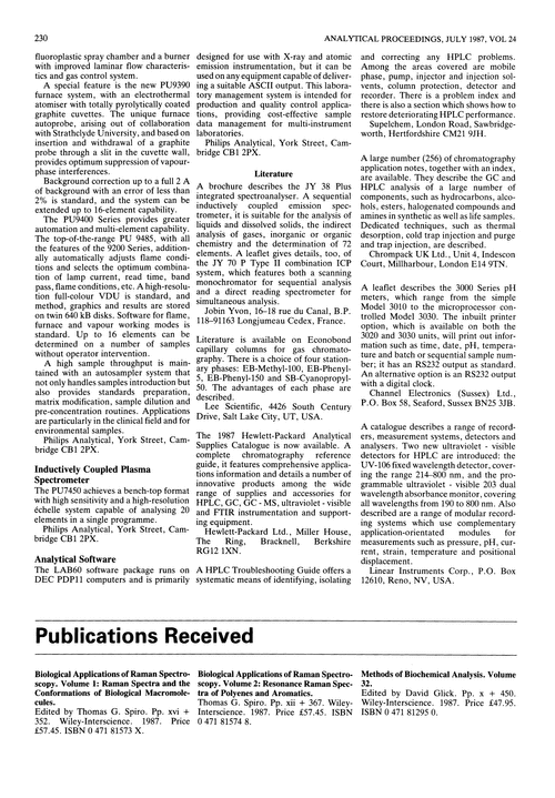 Publications received