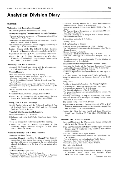 Analytical Division Diary
