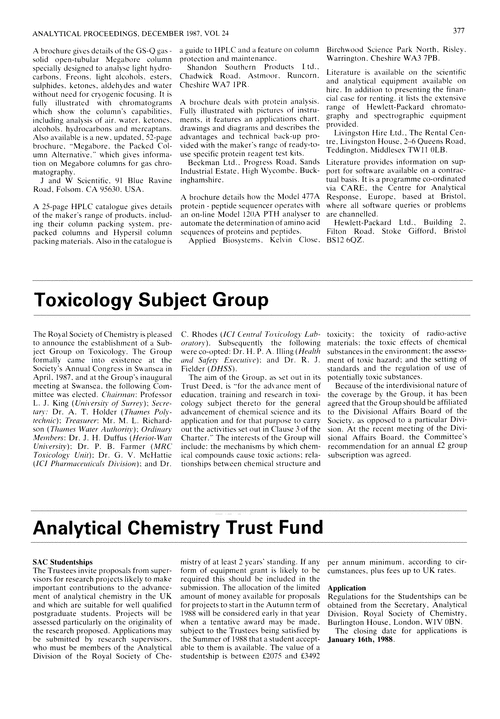 Analytical chemistry trust fund