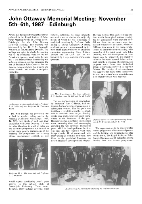 John Ottaway memorial meeting: November 5th–6th, 1987—Edinburgh