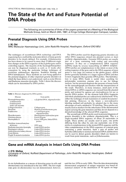 The state of the art and future potential of DNA probes