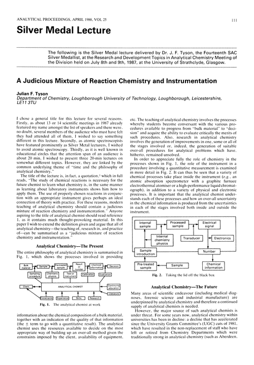 Silver Medal lecture. A Judicious mixture of reaction chemistry and instrumentation