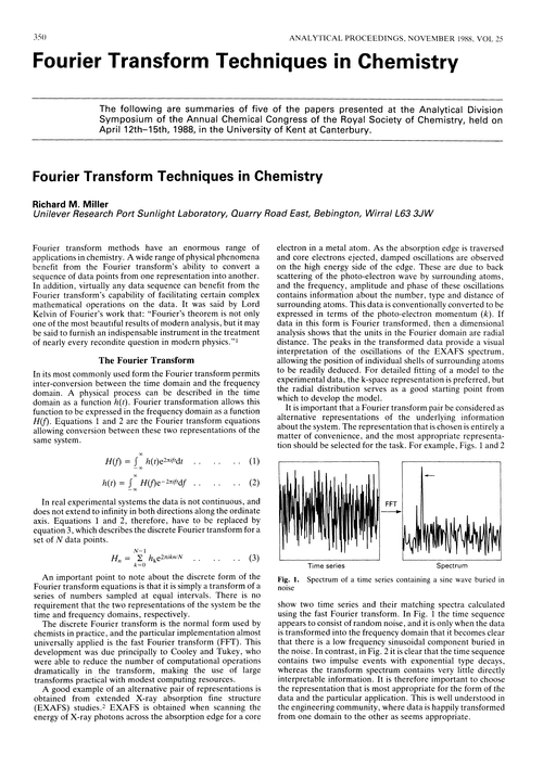 Fourier transform techniques in chemistry