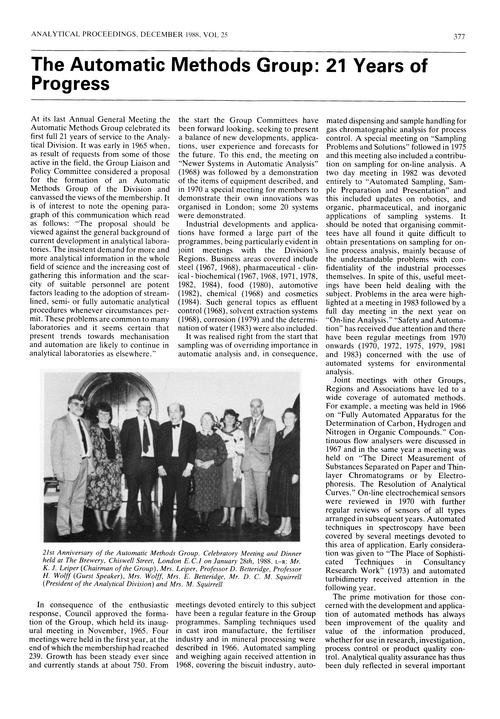 The Automatic Methods Group: 21 years of progress
