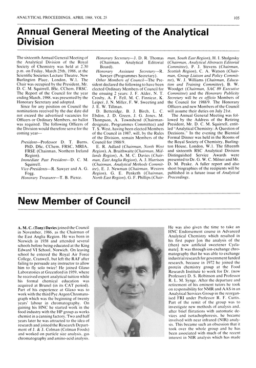 Annual General Meeting of the Analytical Division